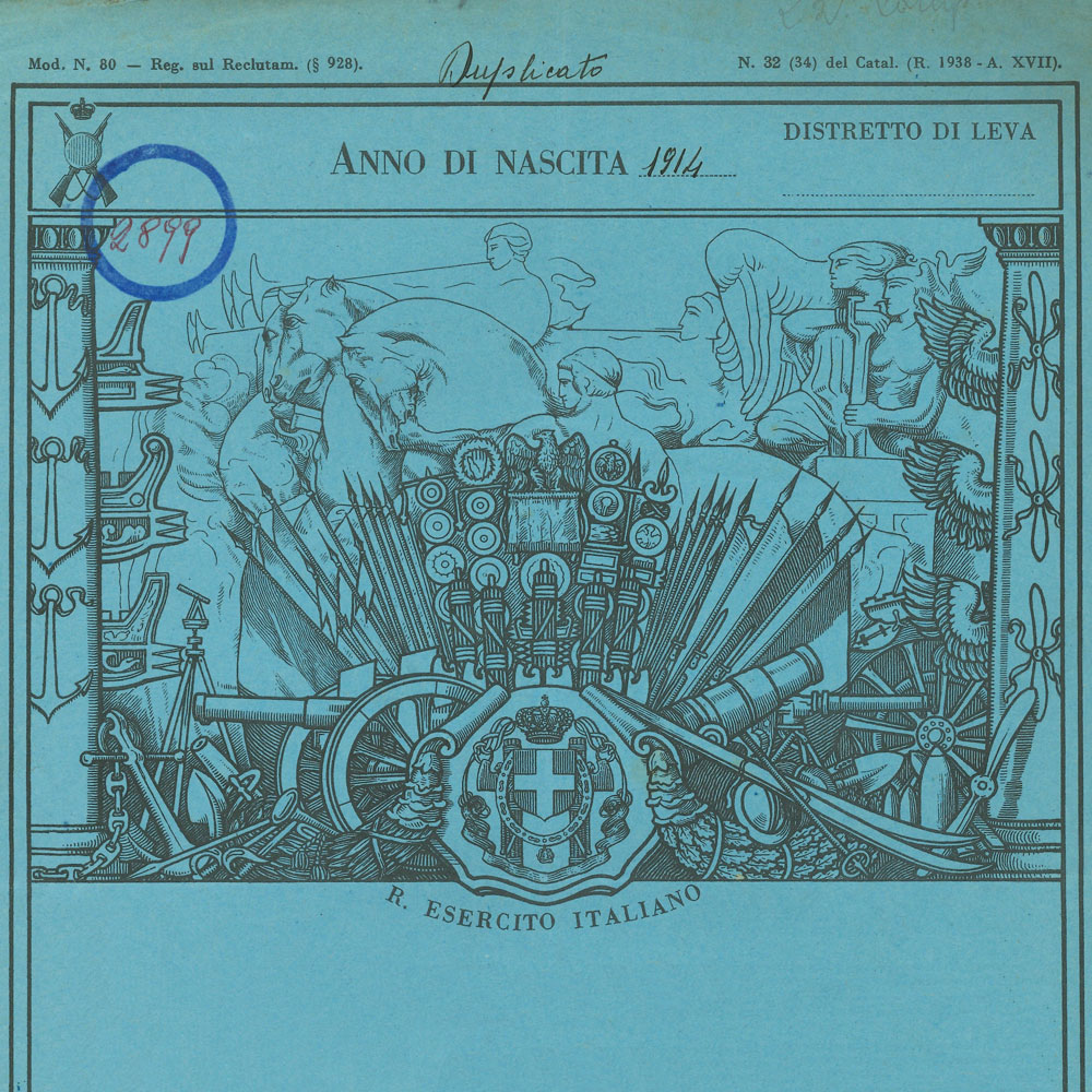 Frontespizio Lista di Leva 1914 - Archivio di Stato di Vicenza