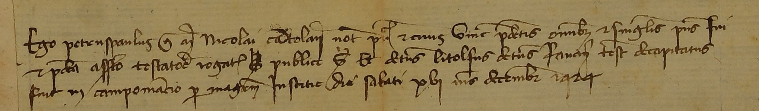 Sottoscrizione del testamento redatto nel 1424 per il condannato a morte Litolfo